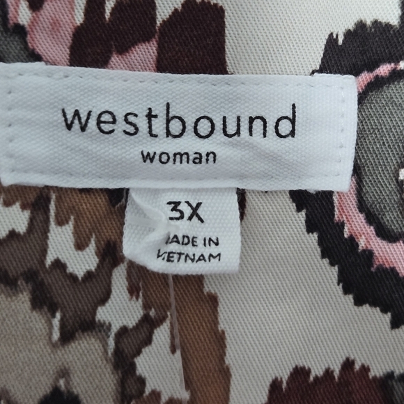 Westbound Womens Tencel Brown Pink Paisley Print Button Down Shirt Plus Size 3XL - Picture 9 of 9